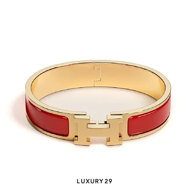 Hermes Clic H Bracelet Gold plated PM Rouge Amarante