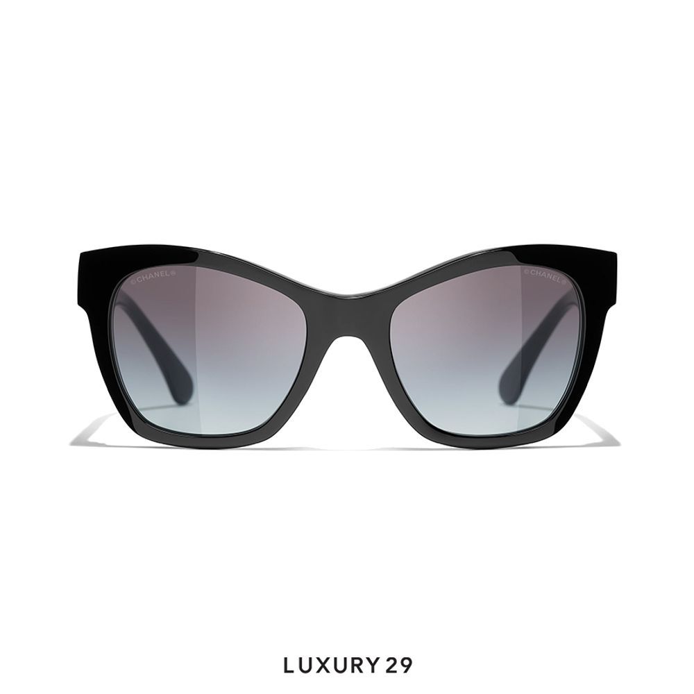 Chanel Cat Eye Sunglasses Black Grey(Free Size, Black)