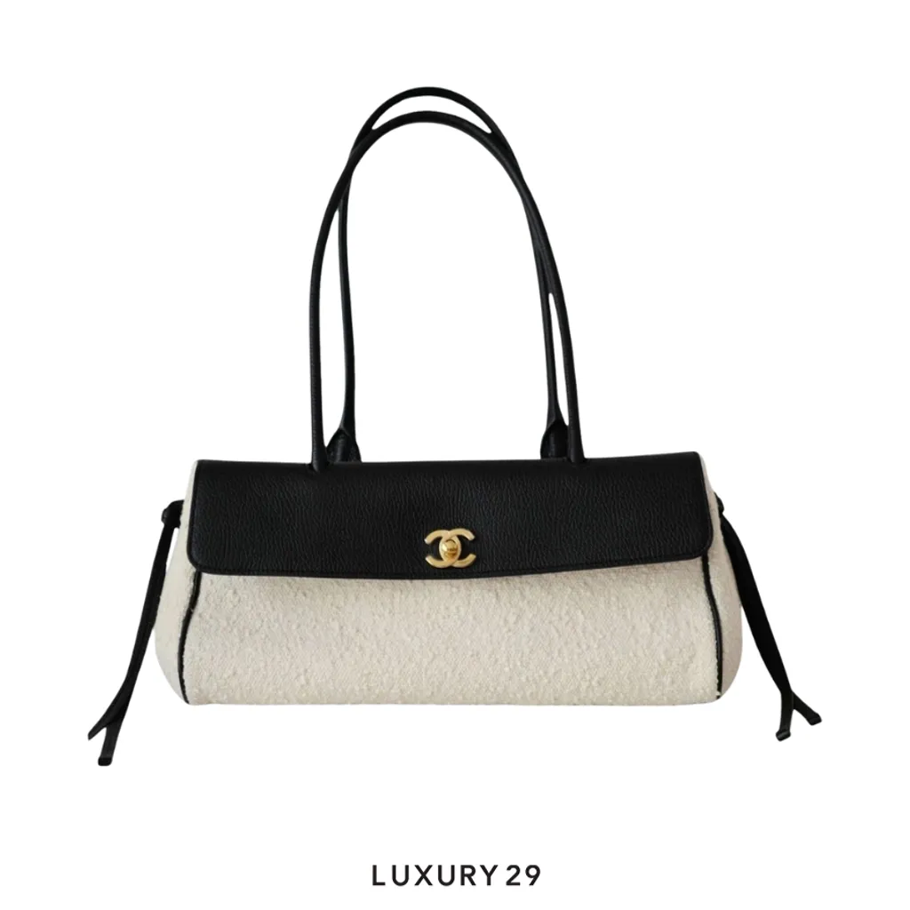 Chanel Small Shopping tote Bag Matthieu Blazy Black/Ecru Tweed Leather(Small, White)