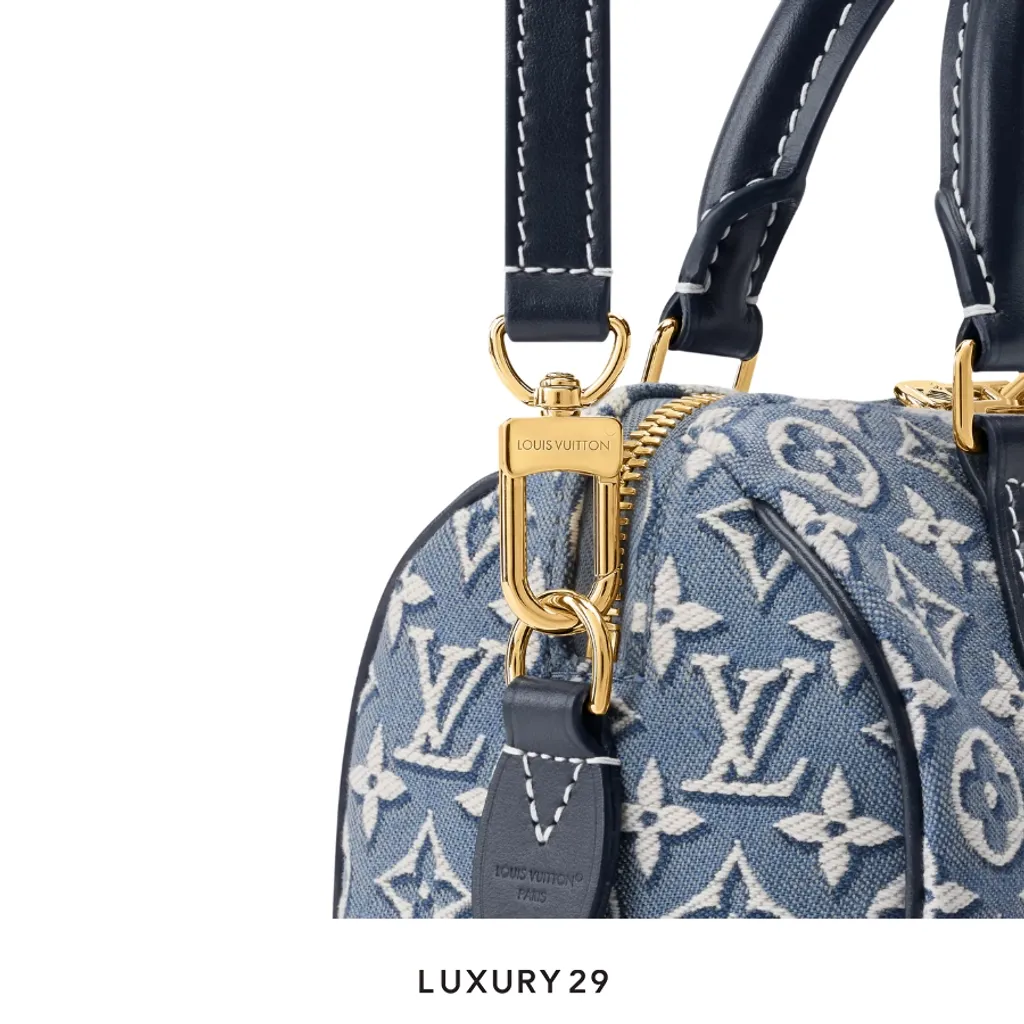 Louis Vuitton LV Speedy Bandouliere 20 bag Monogram Bleu pattern(Small, Blue)
