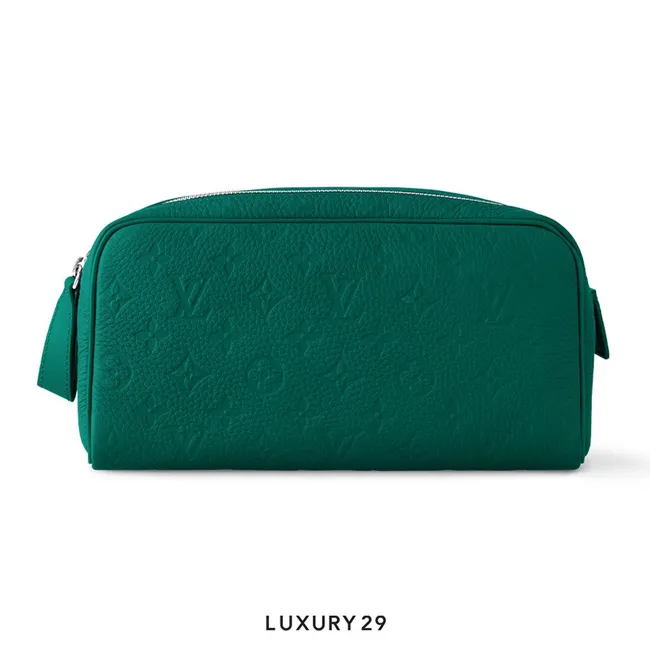 Louis Vuitton LV Dopp Kit Toiletry Bag Taurillon Monogram embossed cowhide leather Borneo Green