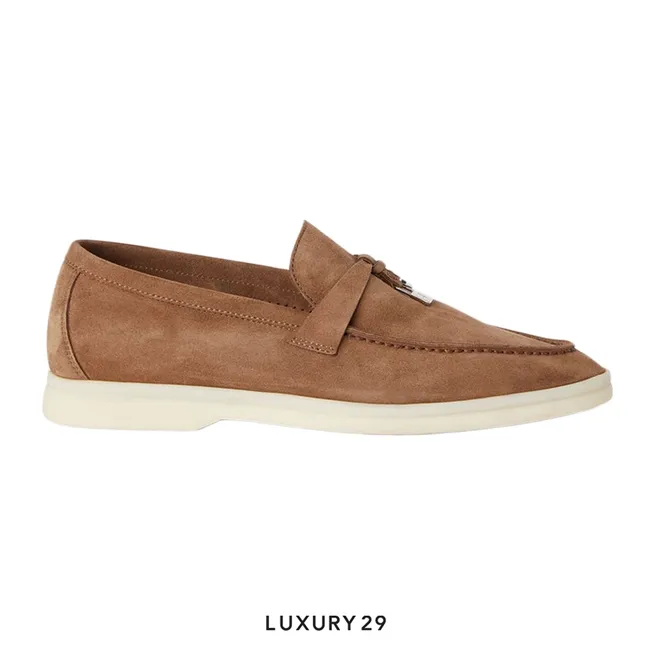 Loro Piana Summer Charms Walk Loafers Suede Goatskin Tundra