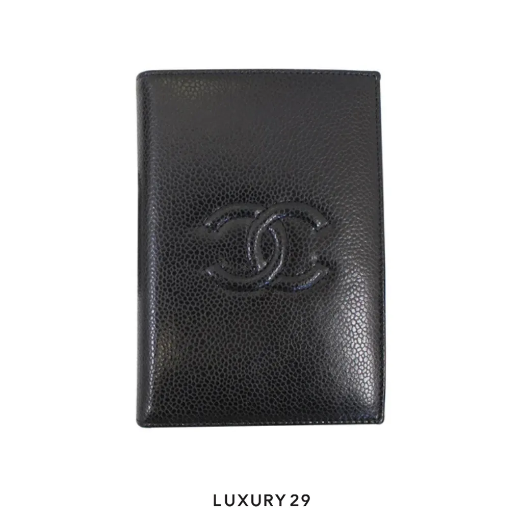Chanel Grained Calfskin CC Passport Holder Wallet Black(Small, Black)