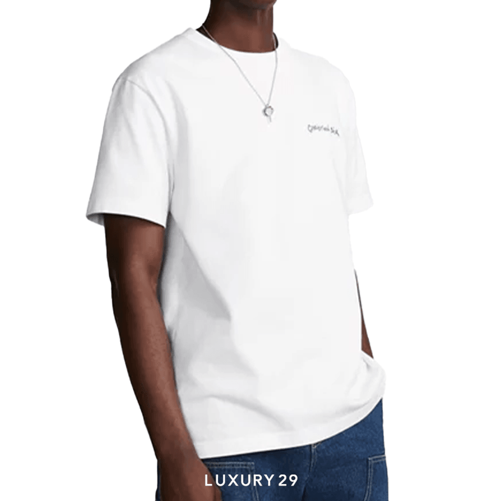 Dior Tag T-shirt, Relaxed Fit White Cotton Jersey(S, White)