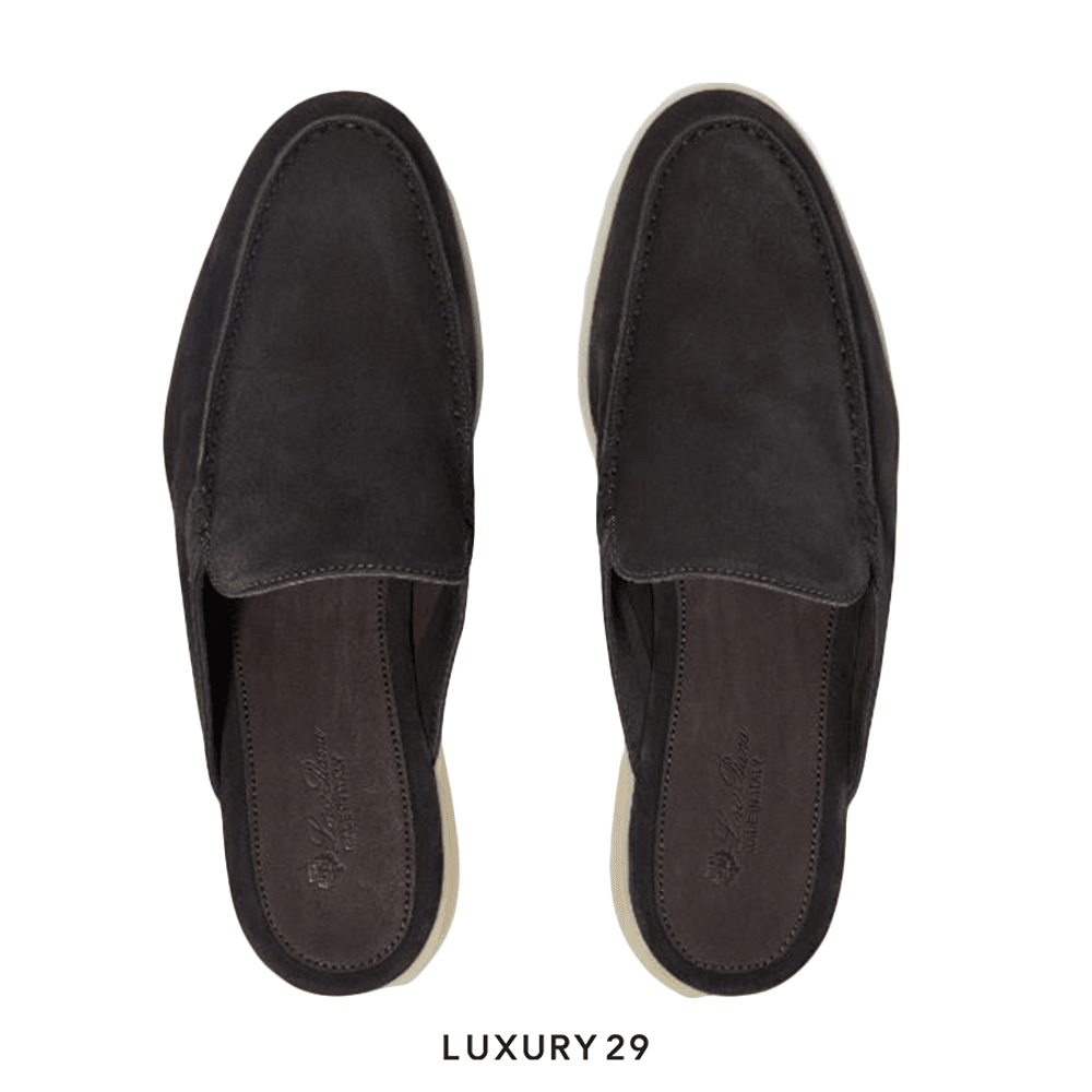 Loro Piana Babouche Walk Loafers Suede Ink(39, Grey)