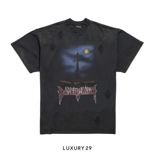 Balenciaga-Paris Moon Double Front T-shirt Oversized Black