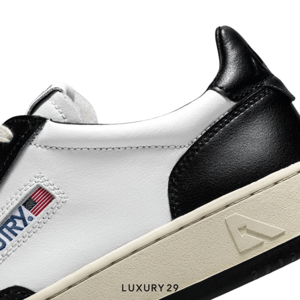 AUTRY SNEAKERS WOMAN MEDALIST LOW SNEAKERS IN TWO-TONE LEATHER COLOR WHITE AND BLACK(M)(40, Black)