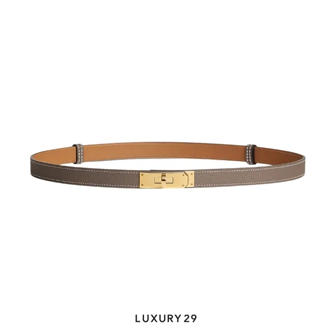 Hermes Kelly 18 belt Gold Hardware Etoupe