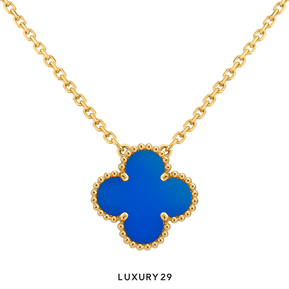 Van Cleef & Arpels Vintage Alhambra pendant, 18K yellow gold, blue agate(Free Size, Blue)