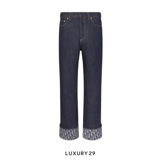 Dior Boyfriend Jeans Blue Cotton Denim with Dior Oblique Interior Blue