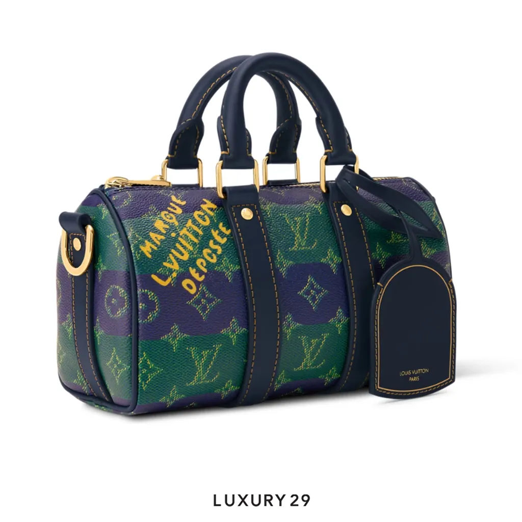 Louis Vuitton LV Keepall Bandouliere 25 Bag Blue Stripes(Small, Blue)