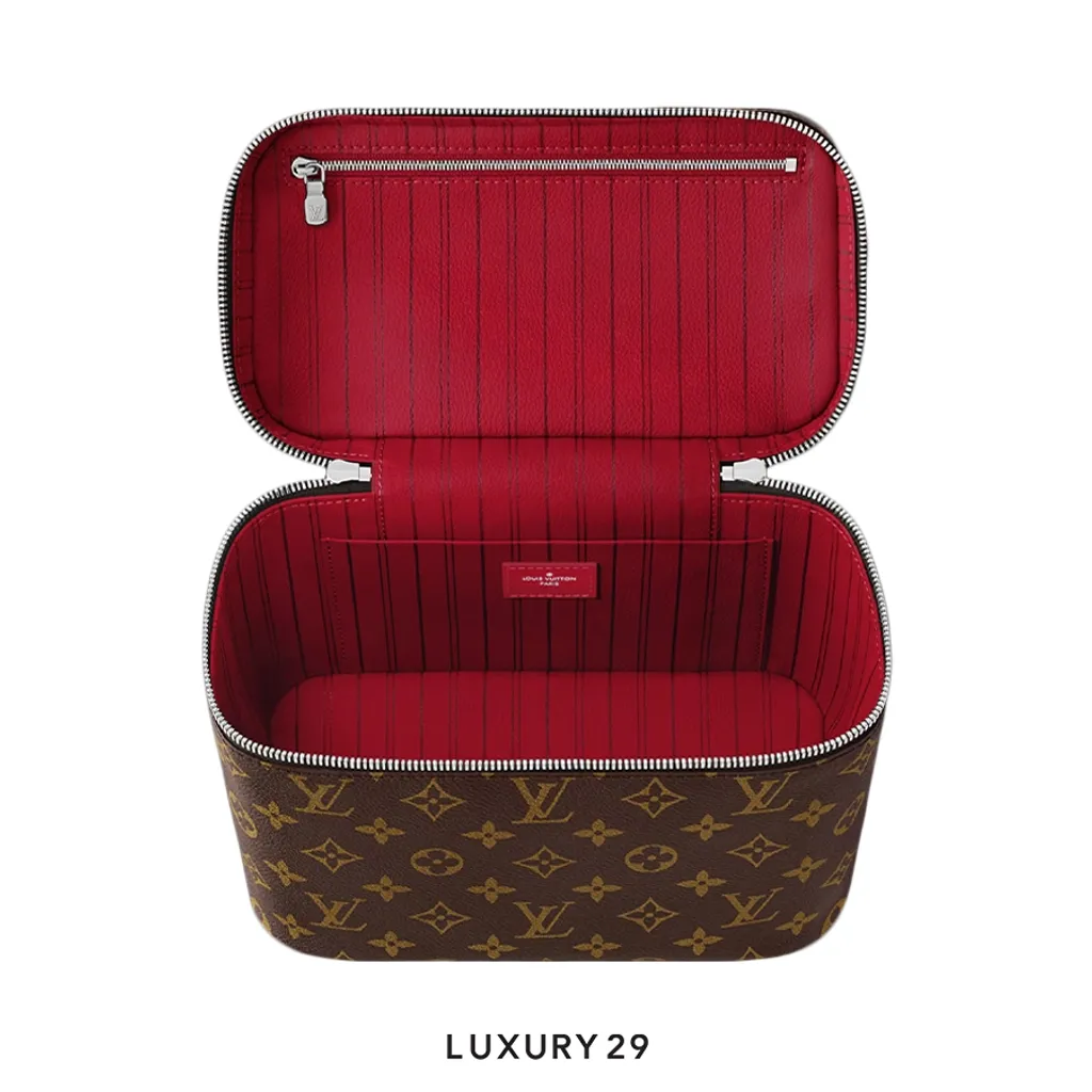 Louis Vuitton LV Nice BB Bag Red Sari Monogram Macassar Canvas(Small, Brown)