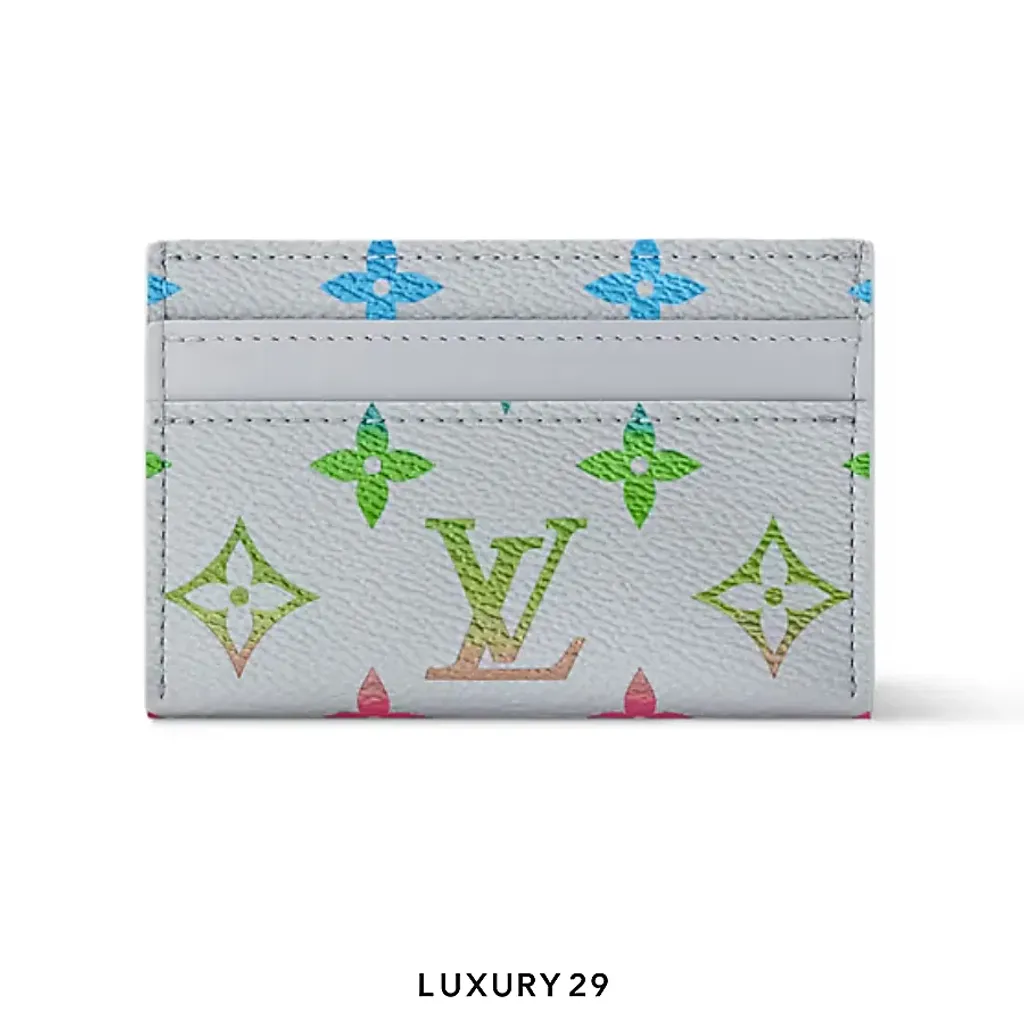 Louis Vuitton LV Double Card Holder Monogram iridescent canvas Gray gradient(Small, Grey)
