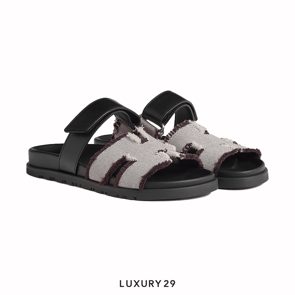 Hermes Chypre sandal Prunoir / Noir(39.5, Multicolour)
