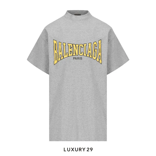 Balenciaga Paris Logo Printed Oversized T-Shirt in Grey