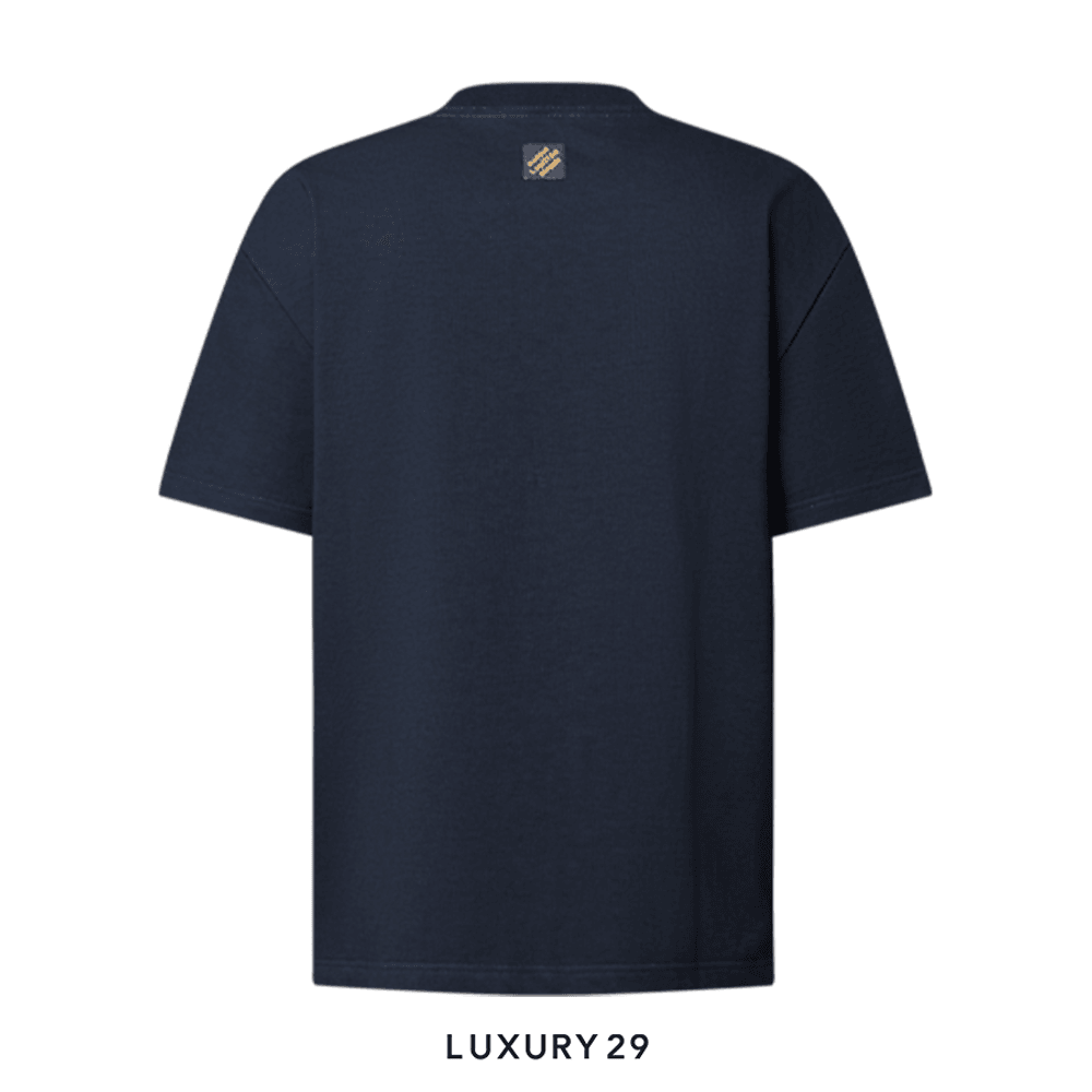 Louis Vuitton LV Embroidered Short-Sleeved T-Shirt Navy Blue(2XL, Blue)