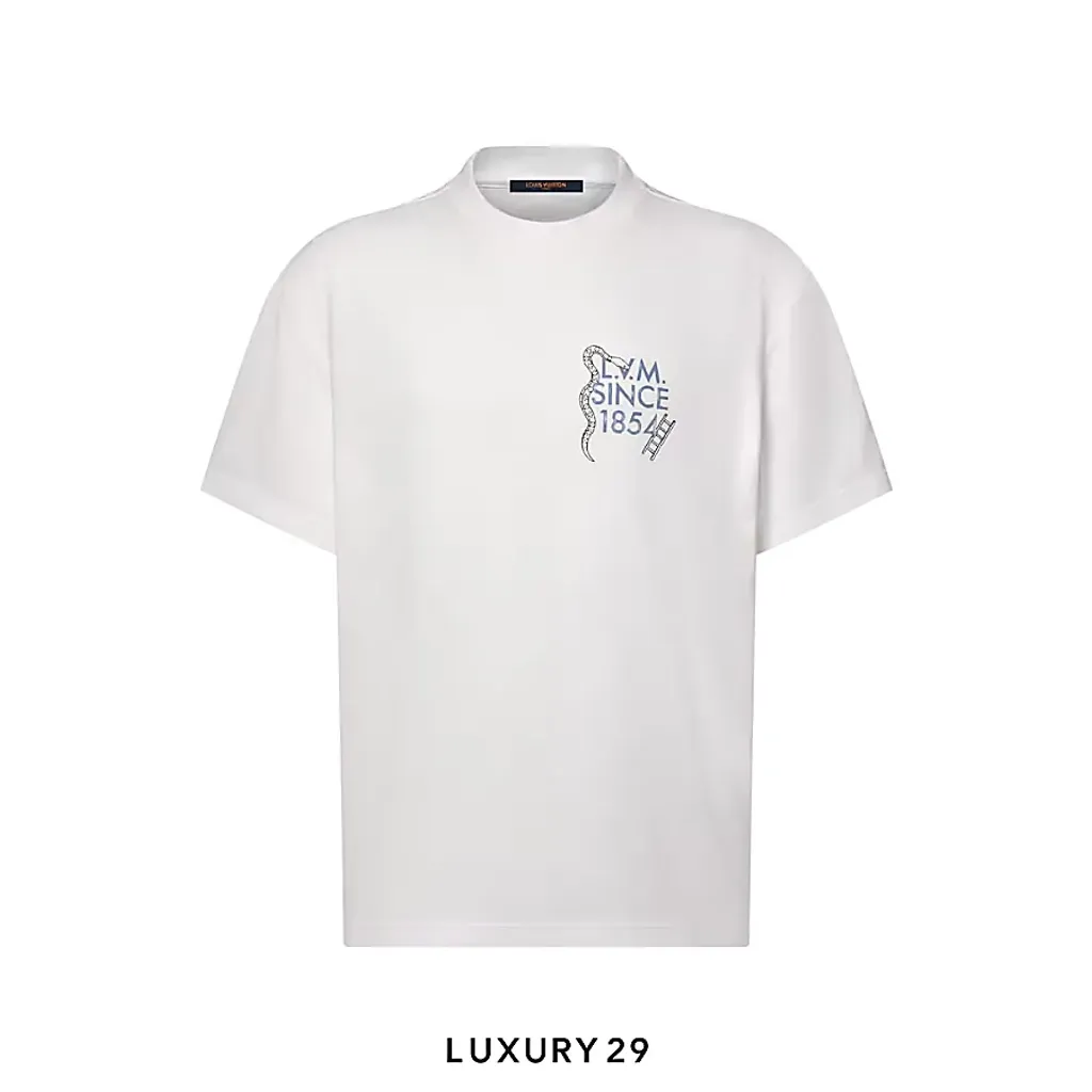 Louis Vuitton LV Printed the playful Snakes and Ladders motif T-Shirt(M, White)