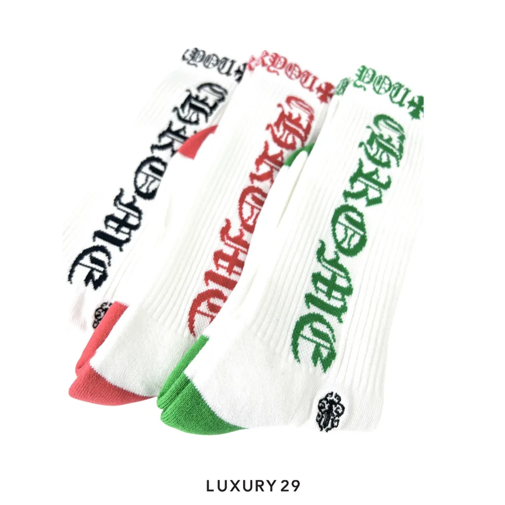 Chrome Hearts 3-Pack Socks White(Free Size, White)