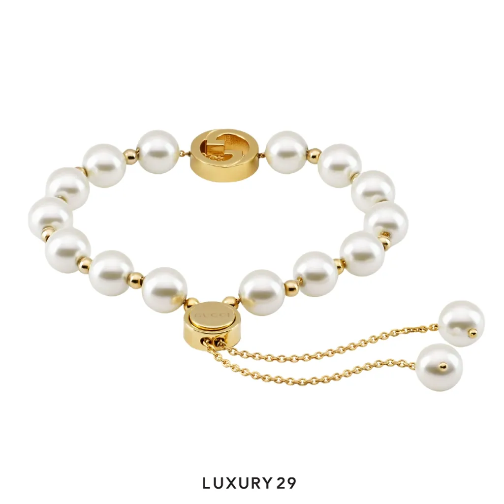 Gucci GG Interlocking pearl bracelet Gold(Free Size, Gold)