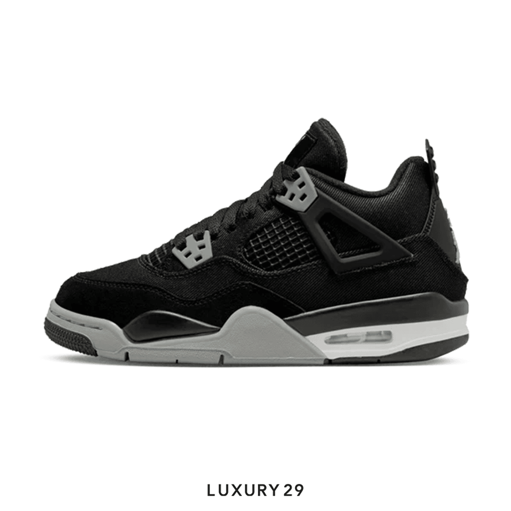 Nike Jordan 4 Retro Black Canvas (GS)(37.5, Black)