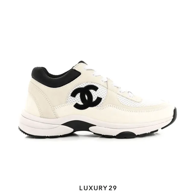Chanel Trainers Fabric & Suede Calfskin White Black  (Women's)