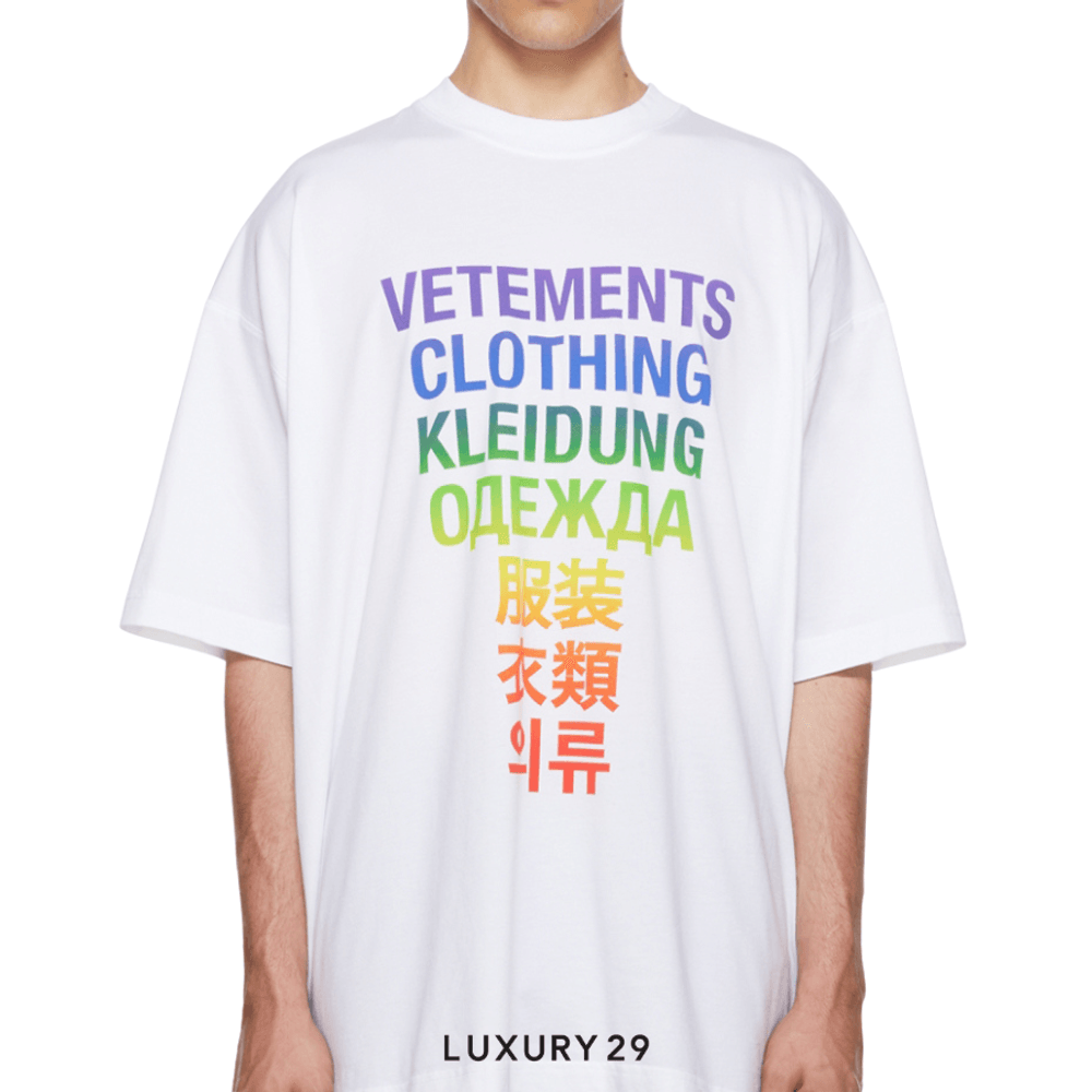 Vetements Translation T-shirt White & Rainbow(S, White)