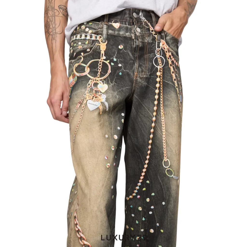 Acne Studios trompe-loeil jeans - Loose fit Black/Multicolour(XXS/XXS, Black)