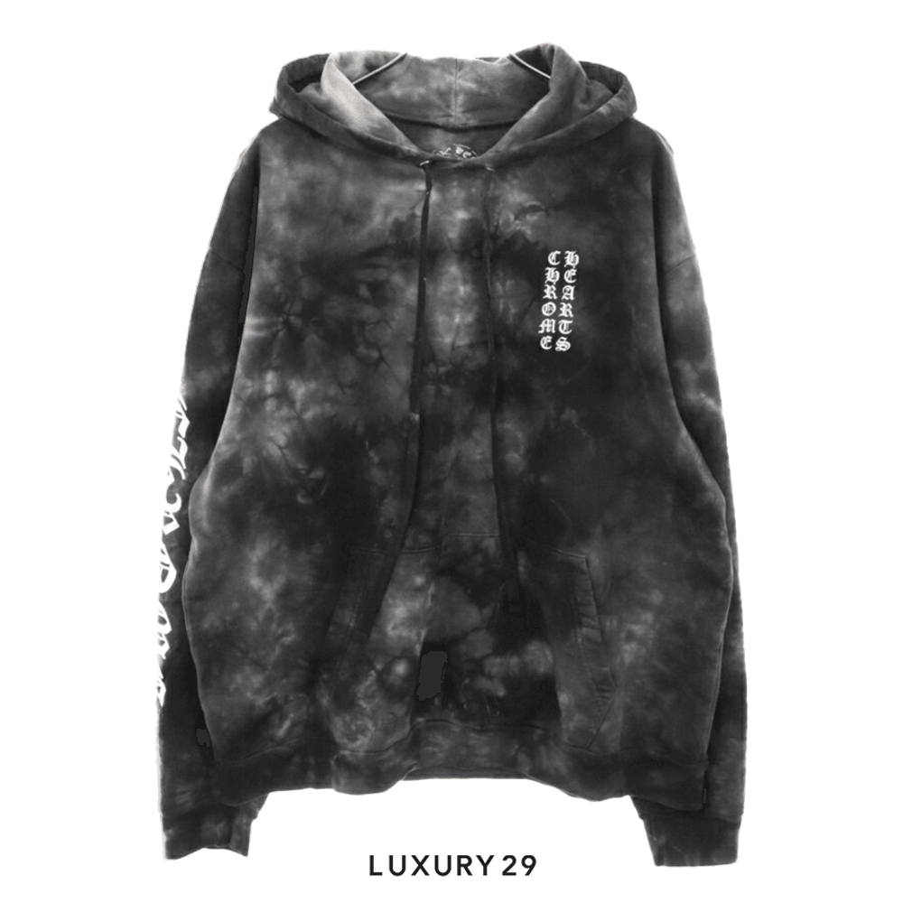 【Chrome Hearts】Horseshoe Hoodie★フーディ★Black Tie Dye CHROME HEARTS HORSESHOE TIE DYE HOODIE BLACK
