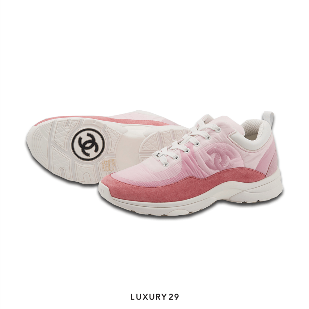 Chanel Trainers Fabric & Suede Calfskin Pale Pink(39.5, Pink)