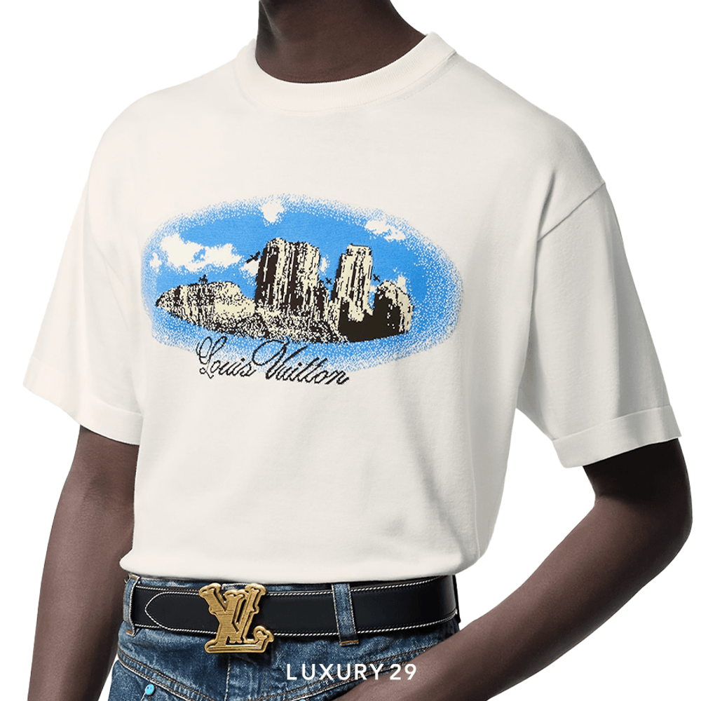 Louis Vuitton LV Graphic Short-Sleeved Cotton Crewneck(S, White)