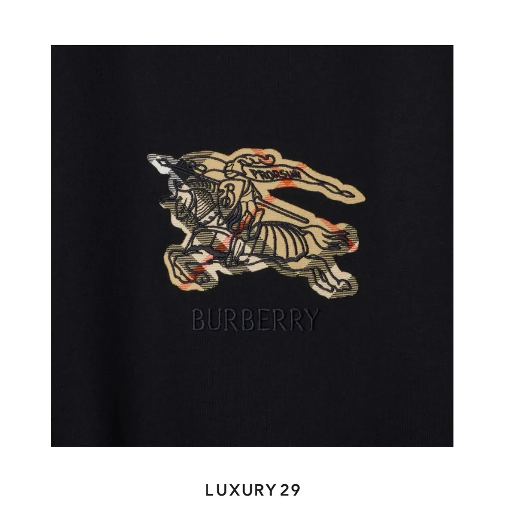 Burberry EKD Check Cotton T-shirt Black(S, Black)