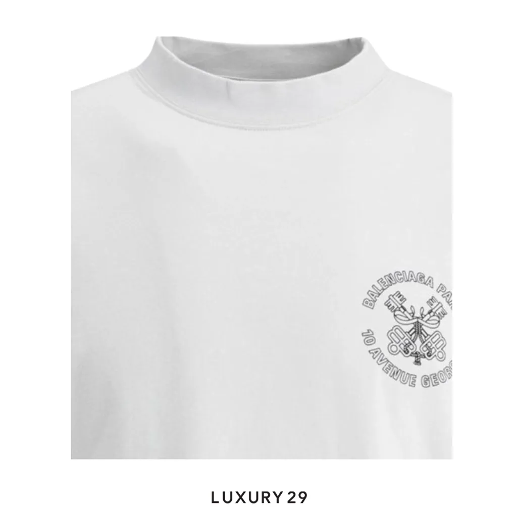 Balenciaga SS25 White Logo Short Sleeve Crewneck T-Shirt White(L, White)