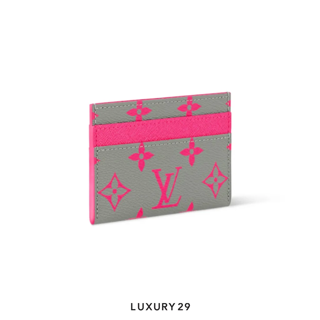 Louis Vuitton LV Double Card Holder Monogram Glow coated canvas Gray/Pink(Small, Grey)