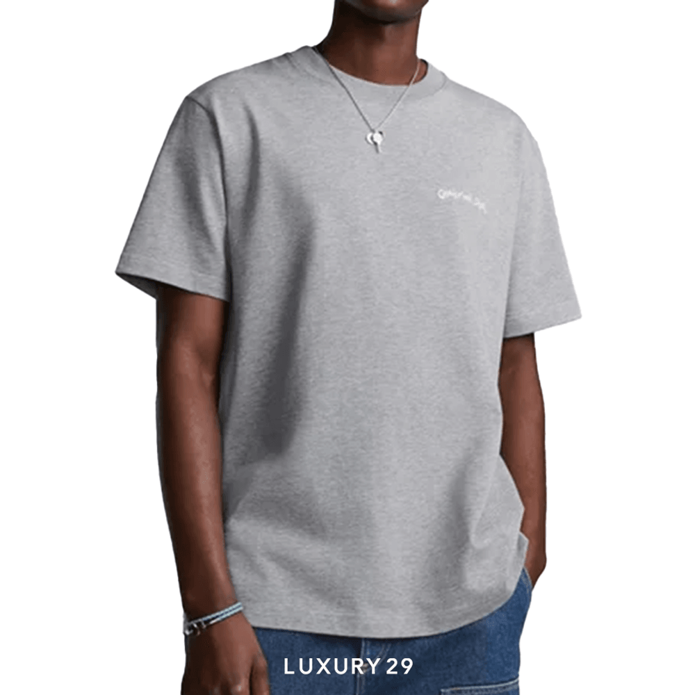 Dior Tag T-shirt, Relaxed Fit Gray Cotton Jersey(S, Grey)