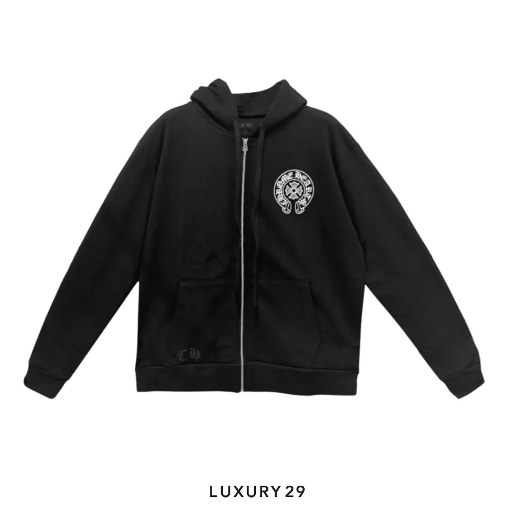 Chrome Hearts Beijing Edition Horseshoe Logo Zipped Hoodie Black(L, Black)
