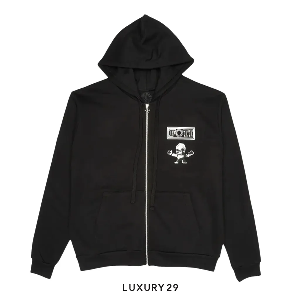 Chrome Hearts Foti Tic Tac Toe zip-up hoodie(M, Black)
