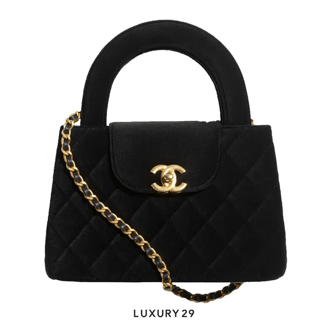 Chanel Mini Shopping Bag Black Velvet Gold Hardware
