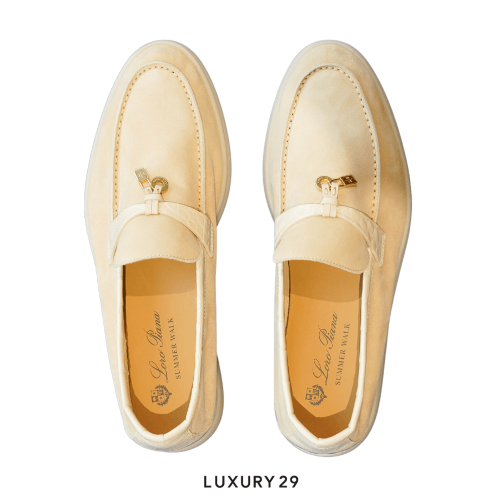 靴 Loro Piana Summer Charms Walk Loro Piana Summer Charms Walk Suede Lemon Meringue