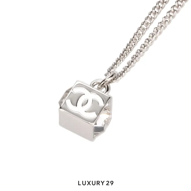 CHANEL Necklace cube Silver