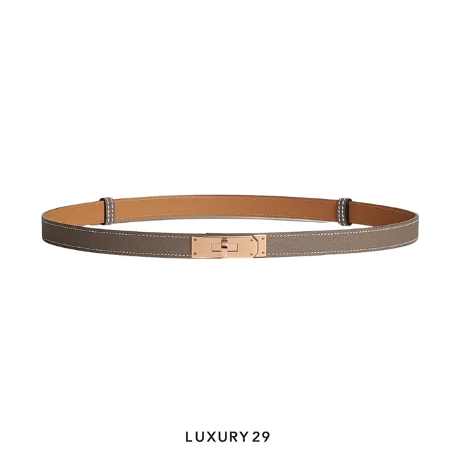 Hermes Kelly 18 belt Rose Gold Hardware Etoupe