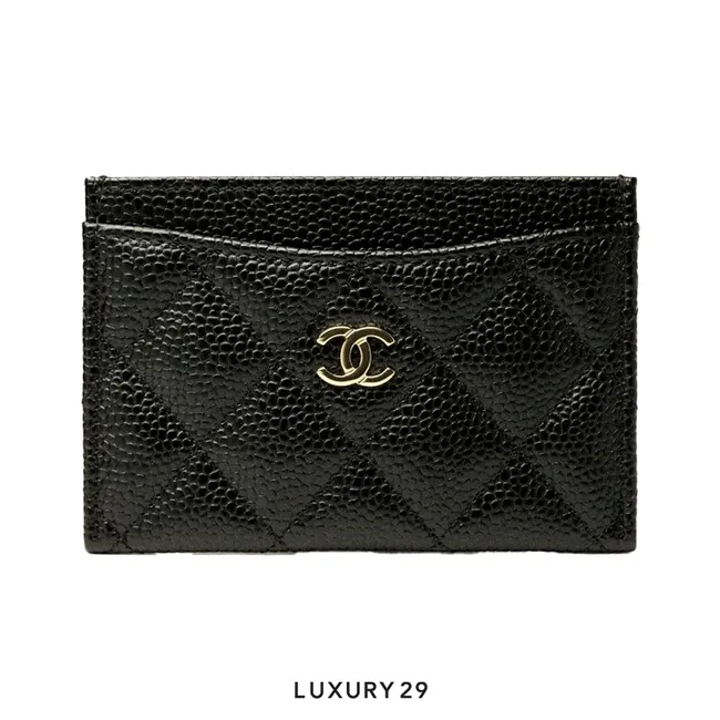 Chanel Classic Card Holder Grained Calfskin & Gold-Tone Metal Black