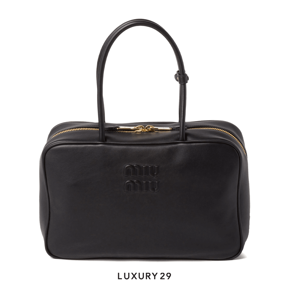 Miu Miu Leather Beau Bag Black(Medium, Black)