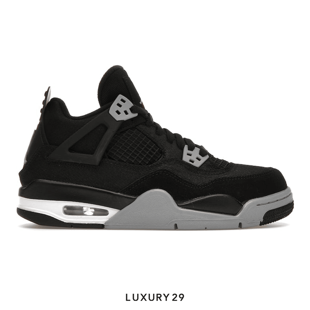 Nike Jordan 4 Retro Black Canvas (GS)(37.5, Black)