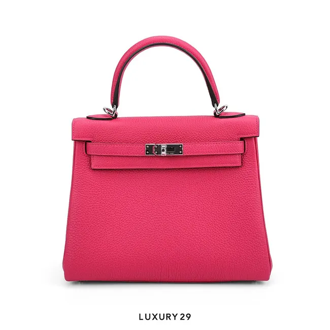 Hermes Kelly Retourne 25 Magnolia Togo Palladium Hardware / U Stamp