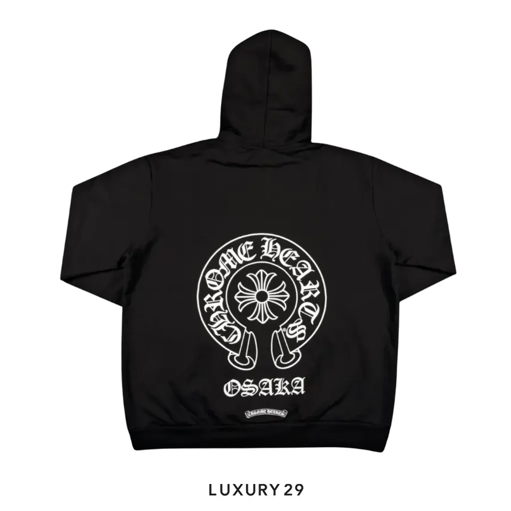 Chrome Hearts Osaka Horse Shoe Logo Zipped Hoodie Black(2XL, Black)