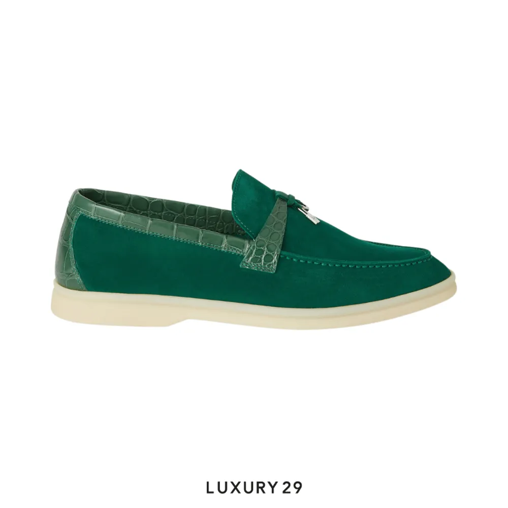 Loro Piana Summer Charms Walk Suede Baobab Green