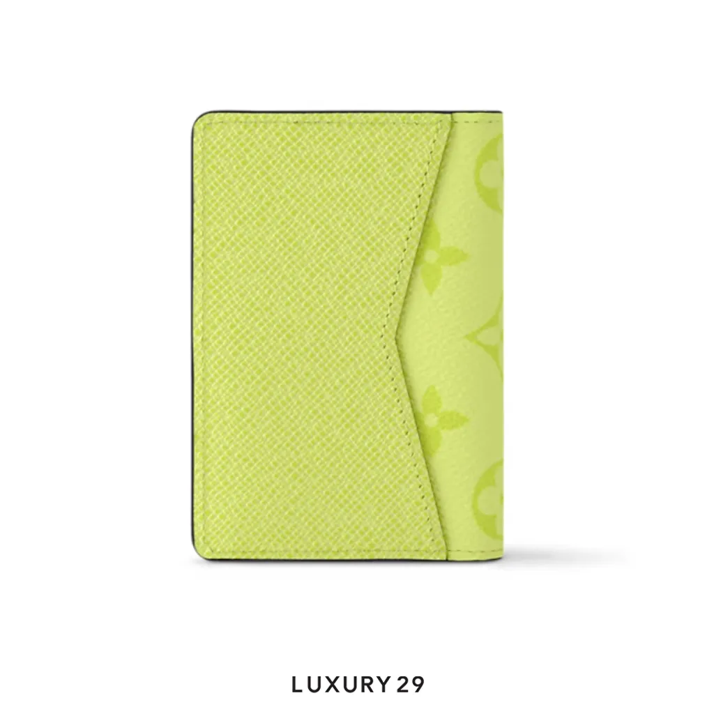 Louis Vuitton LV Pocket Organizer Monogram coated canvas and Taiga cowhide leather Lemon Yellow(Small, Yellow)