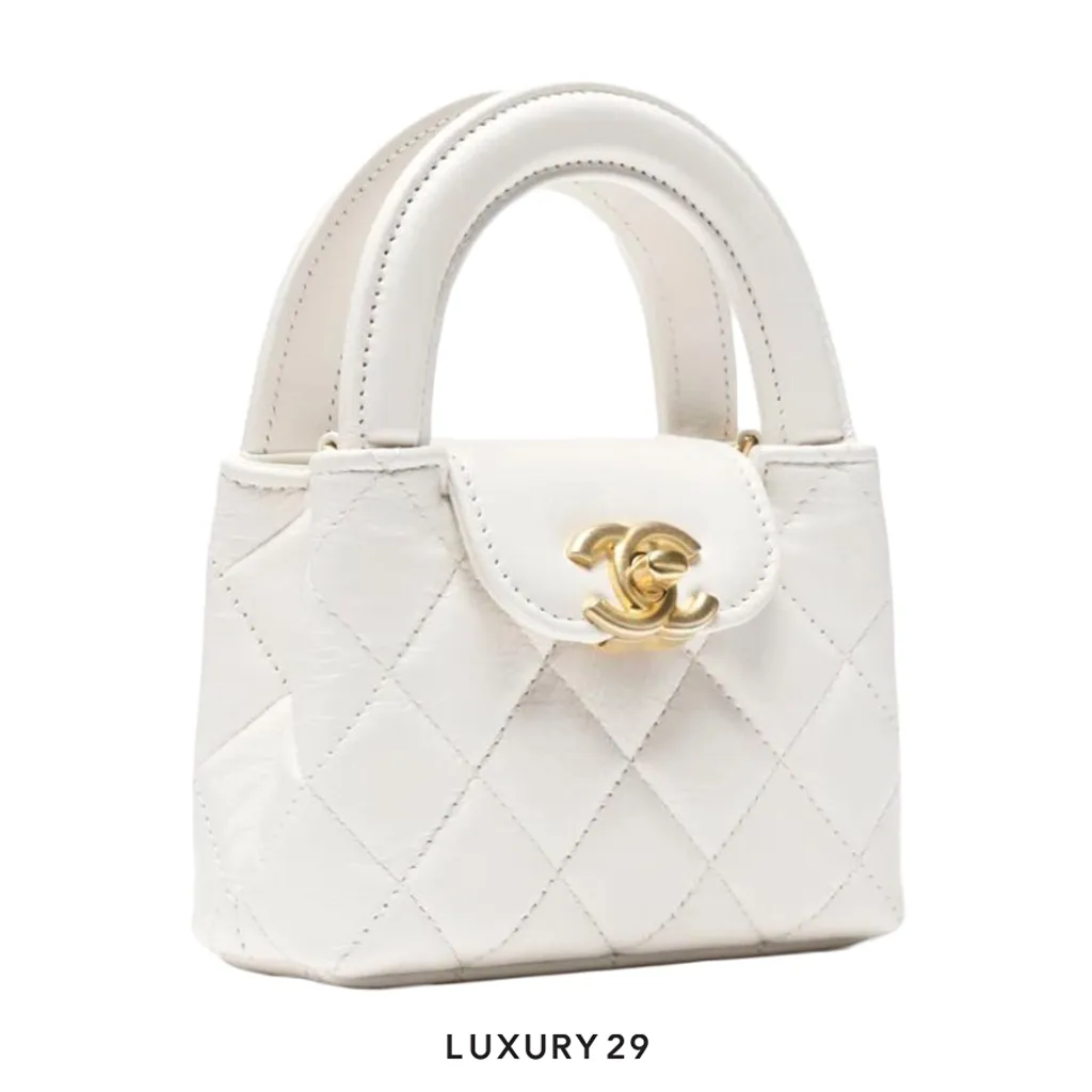 Chanel Micro Shopping Bag White Gold Hardware(Mini, White)