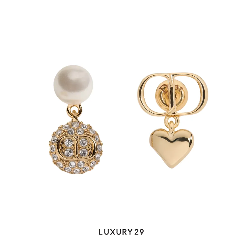 Dior CD Disco Earrings Gold-Finish Metal and Crystals(Free Size, Gold)