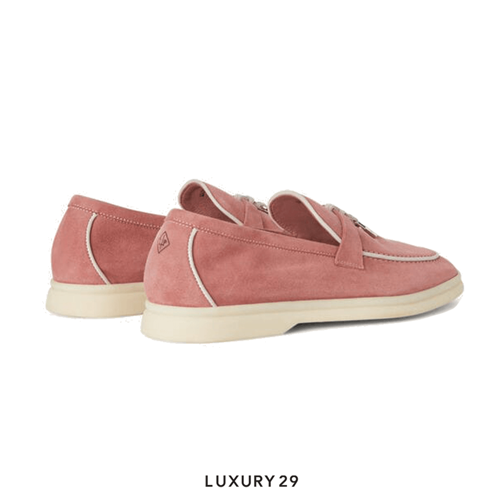 Loro Piana Summer Charms Walk Loafers Suede Goatskin Ancient Blush(37, Pink)